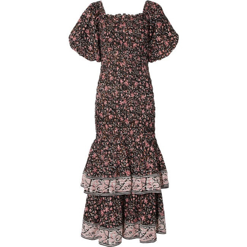 Cleobella Black and Pink Smocked Dress